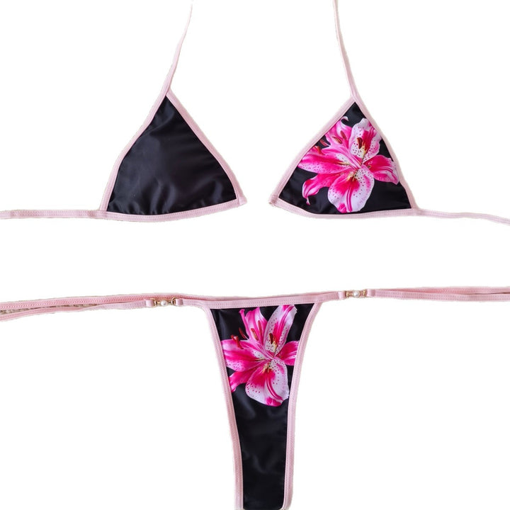 Damen Triangel-Bikini mit floralen Akzenten und verstellbaren Bändern Echo Archiv