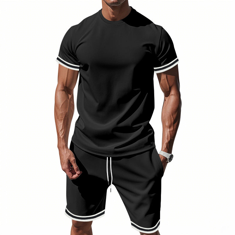 Herren sportliches Kurzarm-Outfit mit kontrastierenden Details Echoarchiv