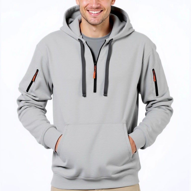 Herren modischer Kapuzenpullover mit vielseitigen Taschen und modernem Reißverschluss Echoarchiv