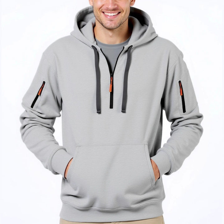 Herren modischer Kapuzenpullover mit vielseitigen Taschen und modernem Reißverschluss Echoarchiv