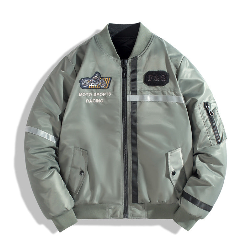 Herren Bomberjacke im Fliegerjackenstil mit reflektierenden Streifen, Utility‑Taschen und leichter Thermofütterung Echoarchiv