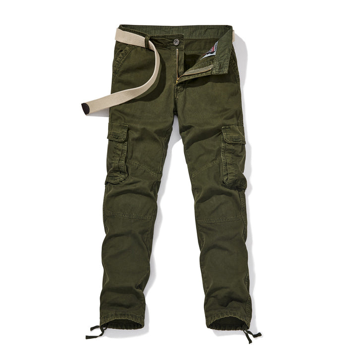 Herren Slim-Fit Cargohose mit verstärkten Kniepartien, Tunnelzugsäumen und Multifachtaschen – Bravaro