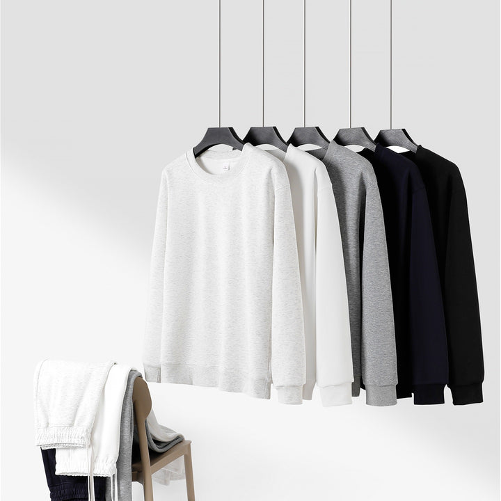 Unisex Weites Lounge-Set aus weichem Baumwollmix mit Rundhals-Sweatshirt und Kordel-Jogginghose Echoarchiv