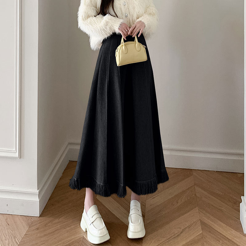 Damen Eleganter Maxirock mit Fransen Echo Archiv