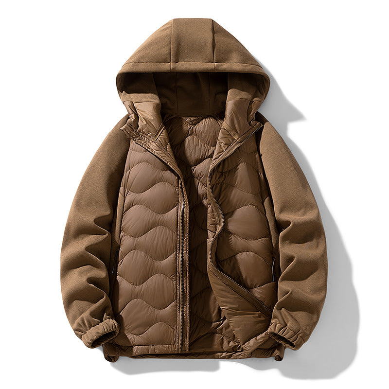 Herren Gefütterte Hybrid-Steppjacke mit Kapuze und Fleeceärmeln Echo Archiv