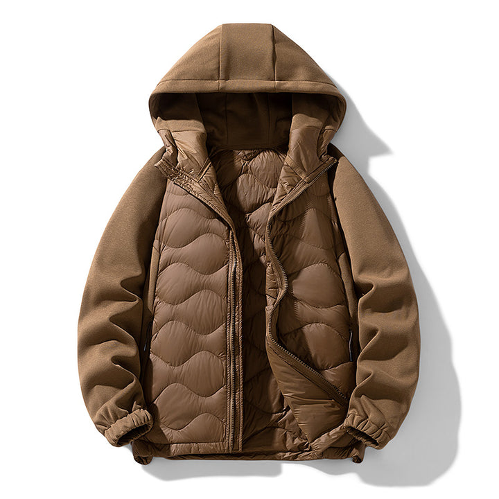 Herren Gefütterte Hybrid-Steppjacke mit Kapuze und Fleeceärmeln Echo Archiv
