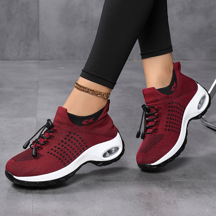 Damen nan atmungsaktive gestrickte Plateausneaker mit Luftkissenfederung und elastischem Schaft Echo Archiv