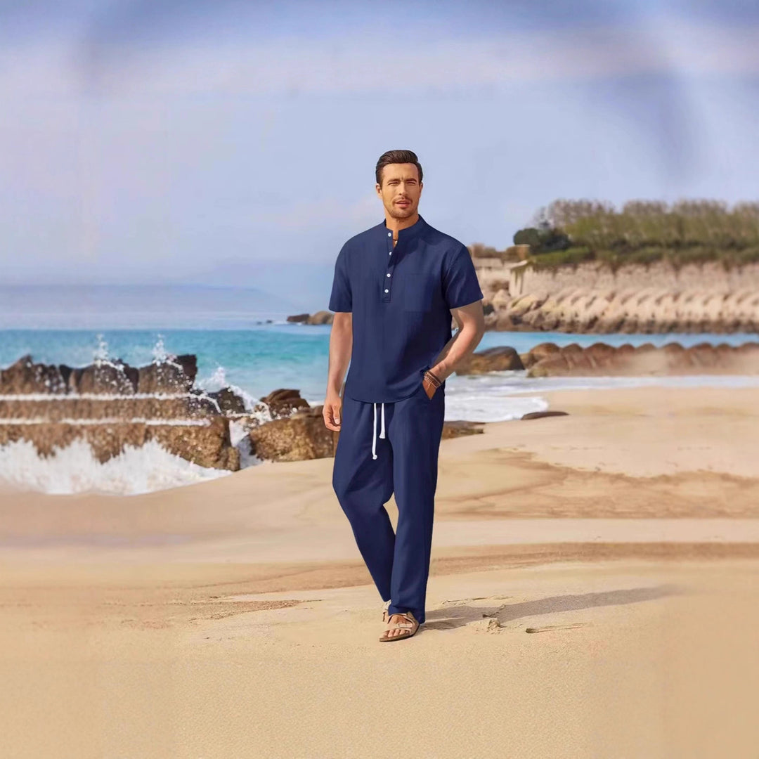 Herren lässiges Strandoutfit mit Knopfdetail und elastischem Bund Echoarchiv