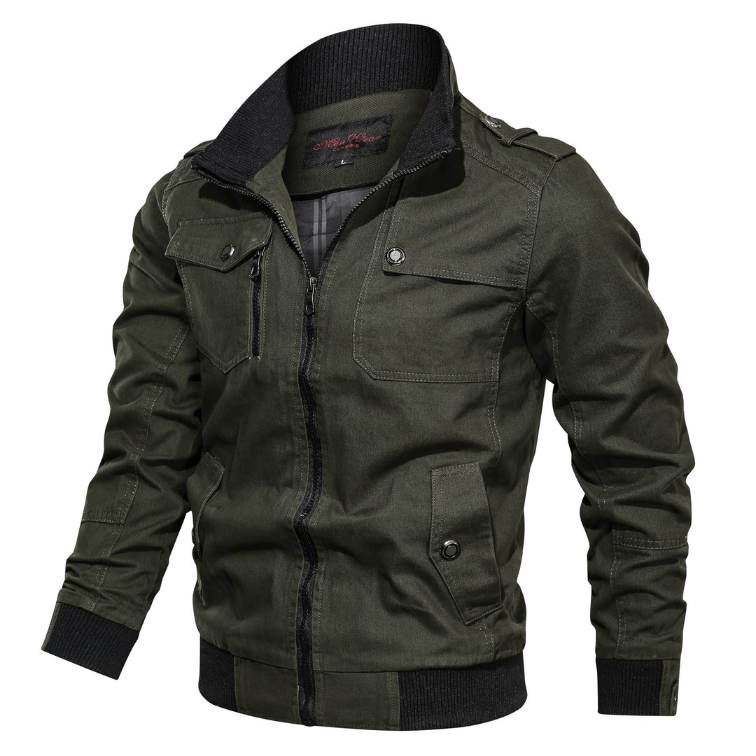 Herren Canvas-Fieldblouson im Aviatorstil mit Rippsaum und Pattentaschen – Taviero