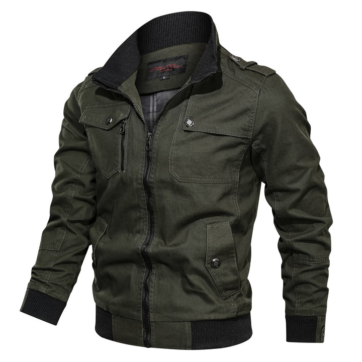 Herren Canvas-Fieldblouson im Aviatorstil mit Rippsaum und Pattentaschen – Taviero