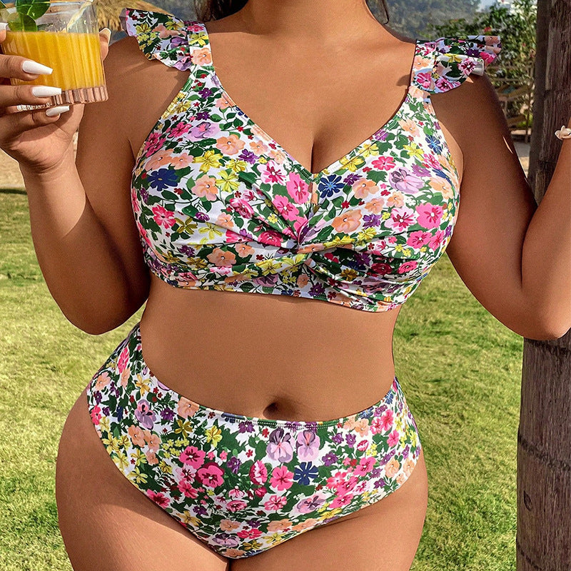 Damen Hochgeschnittener Bikini mit Rüschendetails Echo Archiv