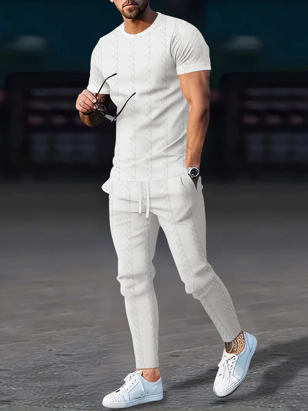 Herren Sportliches Freizeitanzug-Set mit strukturiertem Design Echoarchiv