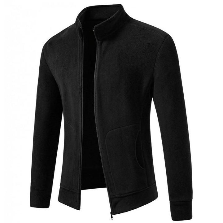 Herren Slim-Fit Fleecejacke mit Stehkragen, durchgehendem Reißverschluss und Eingrifftaschen Echo Archiv
