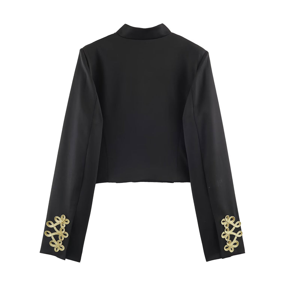 Damen Kurzjacke im Militärstil mit goldener Zierborte und Stehkragen Echo Archiv