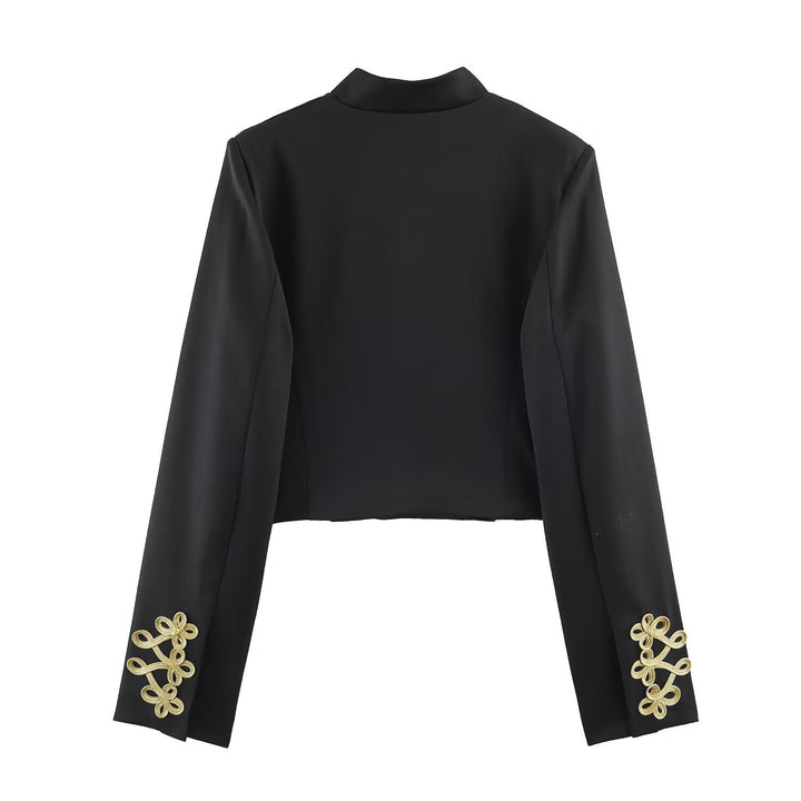 Damen Kurzjacke im Militärstil mit goldener Zierborte und Stehkragen Echo Archiv