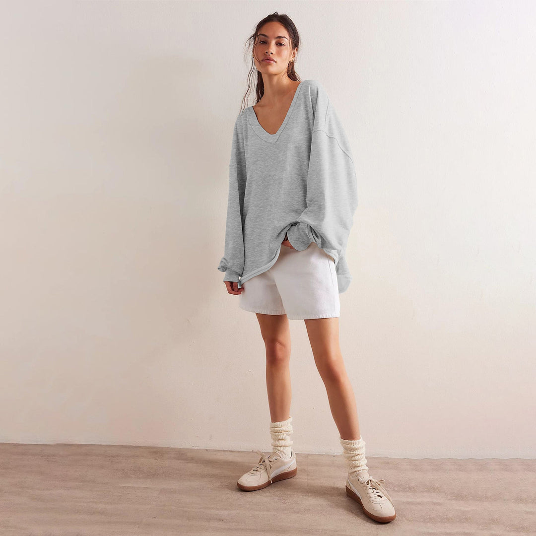 Oversized SwEchoarchivtshirt Damen mit V-Ausschnitt