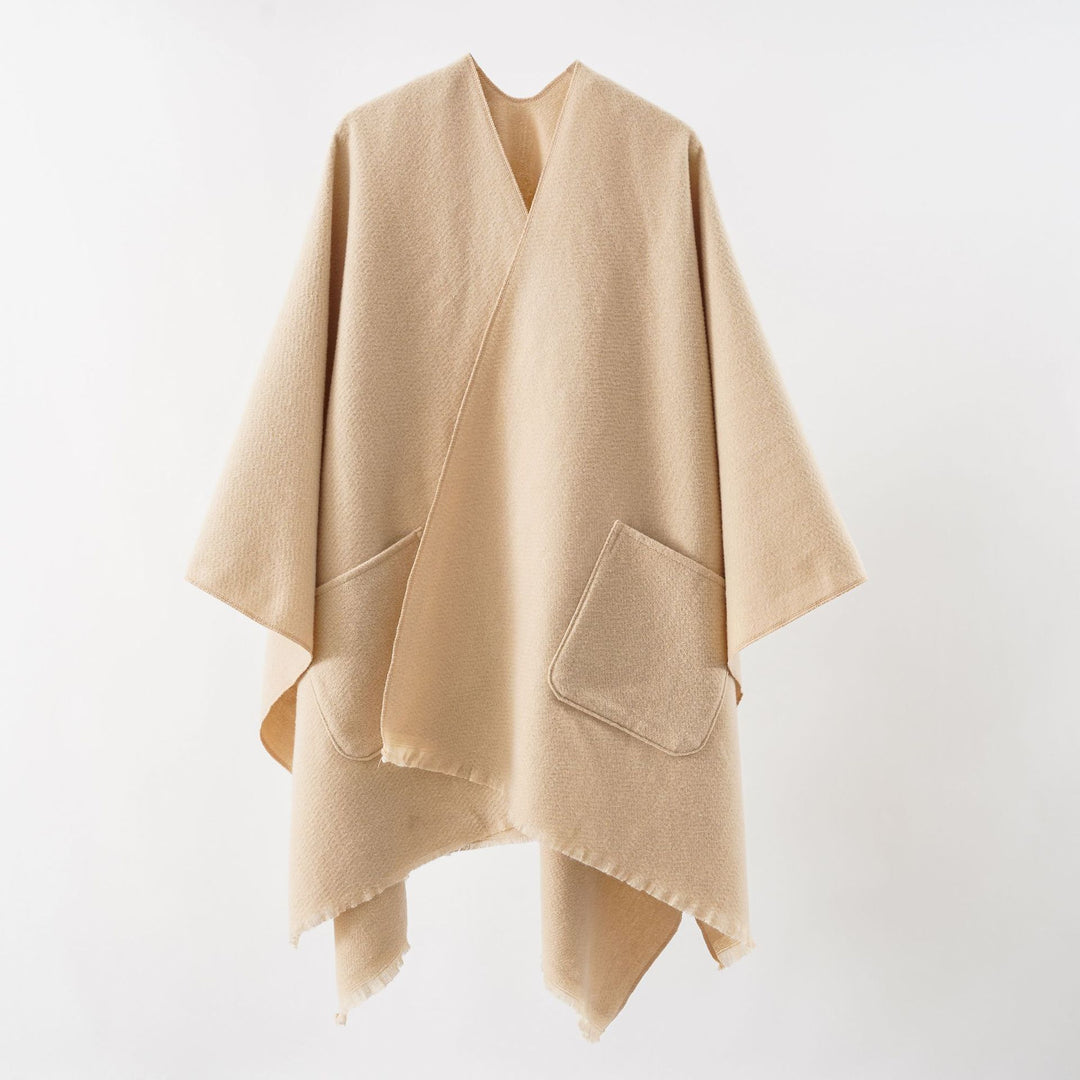 Damen Oversize-Capeponcho aus Wollmix mit Kapuze und Eingrifftaschen – Montévia