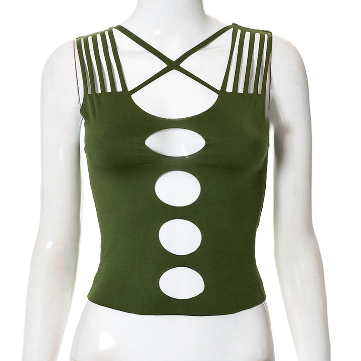 Damen Crop-Top mit kreativen Cut-Out-Details und modischen Trägern Echo Archiv