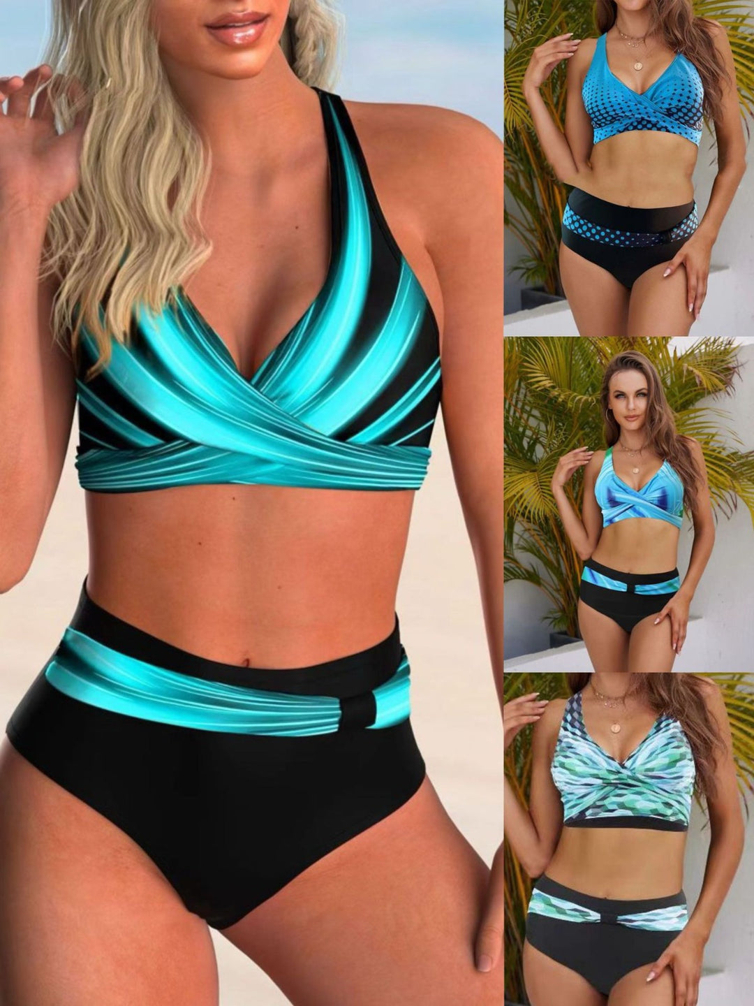 Damen Bikini-Set mit kreativem Twist-Design und hohem Bund Echo Archiv