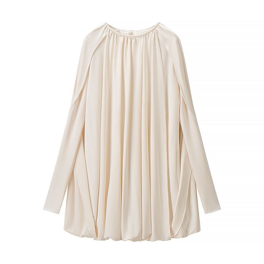 Damen Plissiertes Cocktail-Minikleid mit langen eng anliegenden Ärmeln und balloniertem Saum Echo Archiv