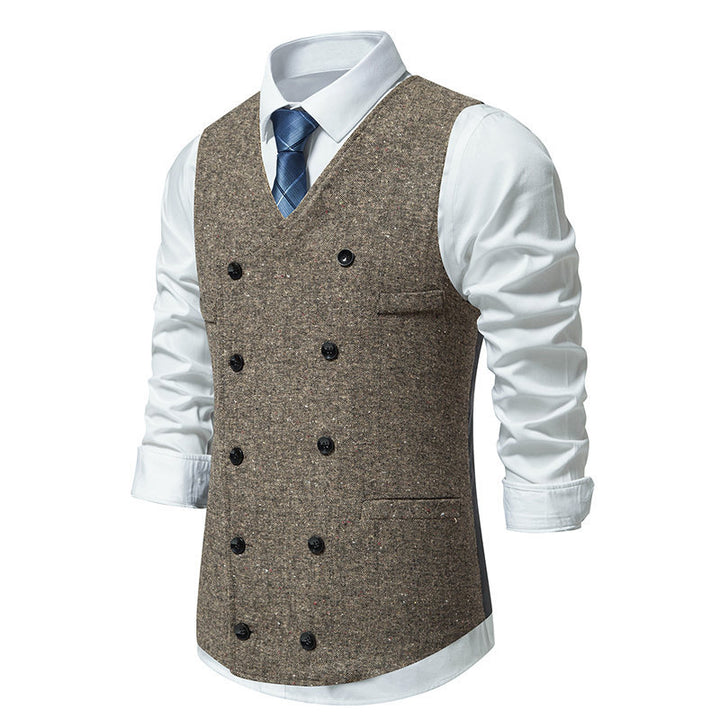 Herren elegante Anzugweste mit doppelt knöpfbarem Design und praktischen Taschen Echoarchiv