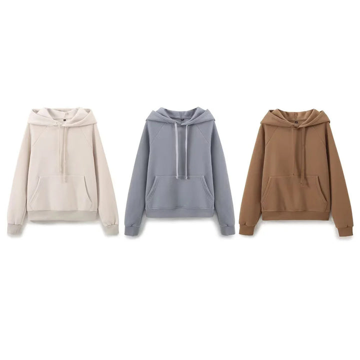 Damen nan lässiger Kapuzenpullover mit Kängurutasche Raglanärmeln und angerauter Innenseite Echo Archiv