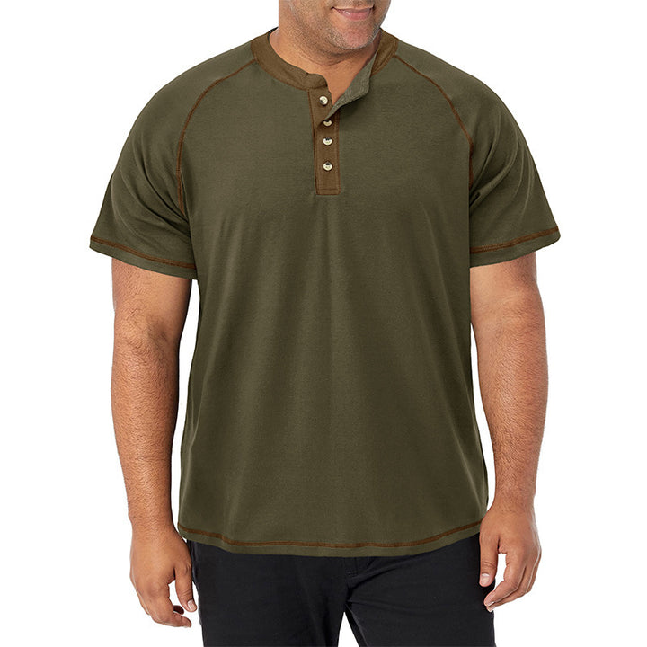 Herren Kurzarm-Henley-Shirt mit auffälligen Kontrastnähten und bequemer Passform Echoarchiv