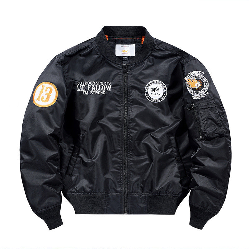 Herren Nylon Piloten-Bomberjacke mit Emblem‑Patches, Ärmel‑Utilitytasche und Rippbündchen Echo Archiv