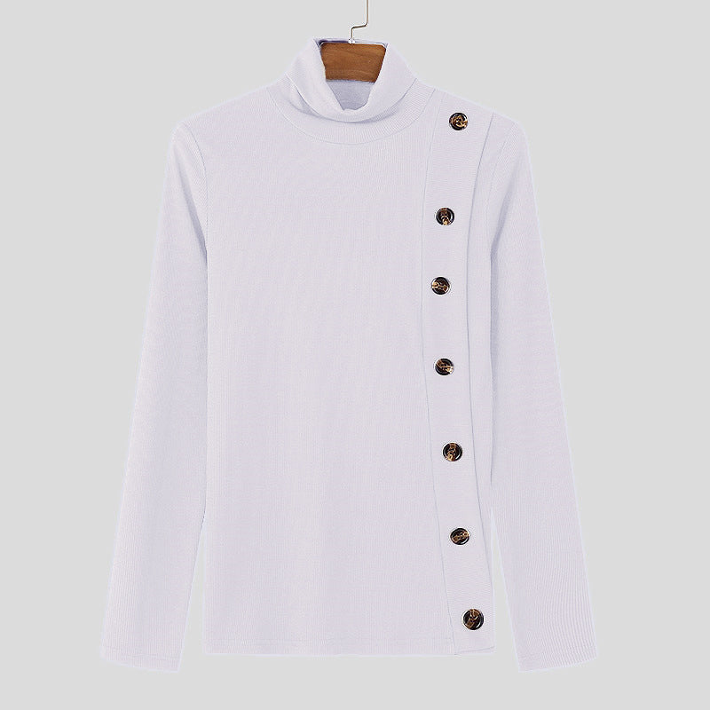 Damen Langarm Rollkragenpullover mit Knopfdetails Echoarchiv