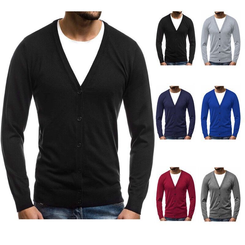 Herren nan Feinstrick-Cardigan mit V-Ausschnitt, schmaler Passform und durchgehender Knopfleiste Echo Archiv