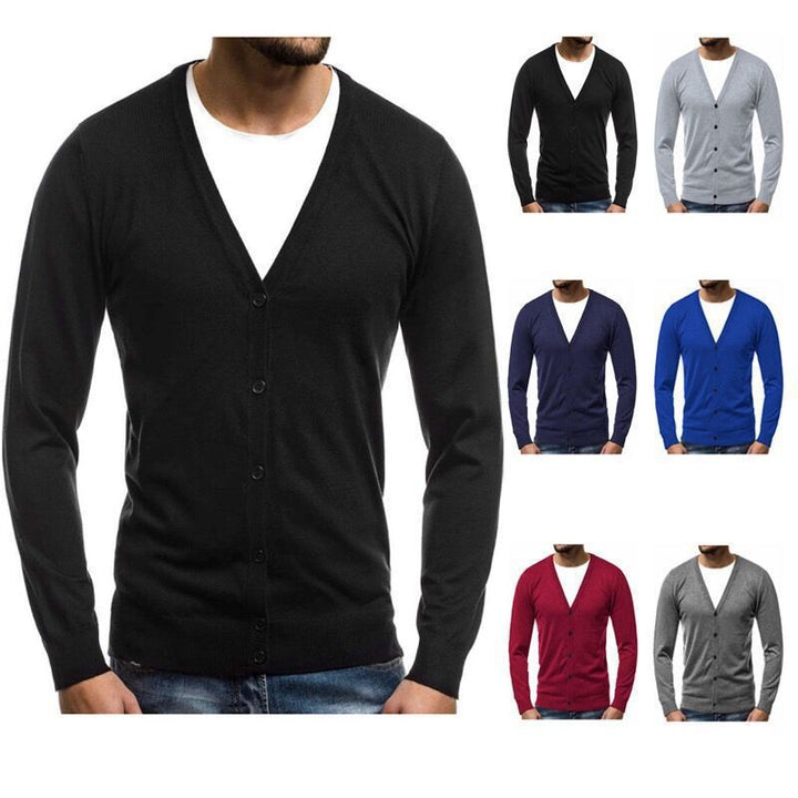 Herren nan Feinstrick-Cardigan mit V-Ausschnitt, schmaler Passform und durchgehender Knopfleiste Echo Archiv