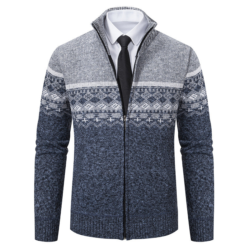 Herren Strickjacke mit Stehkragen und Norweger-Muster Echoarchiv