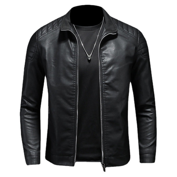 Herren Schlanker Lederimitat‑Blouson mit Stehkragen und gesteppter Schulterpartie Echo Archiv