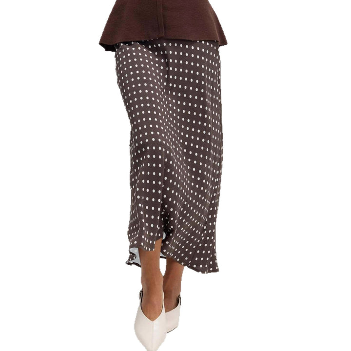 Damen Midirock mit Polka‑Dot Muster, asymmetrischem Saum und seitlichem Schlitz – Avérine