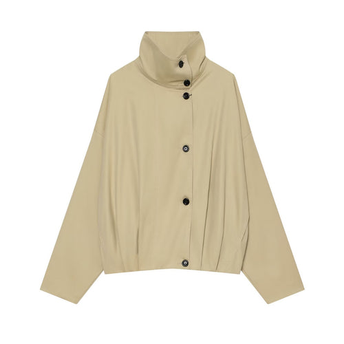 Damen Weites Cropped Cape‑Blouson mit hohem Stehkragen und Knopfleiste Echo Archiv