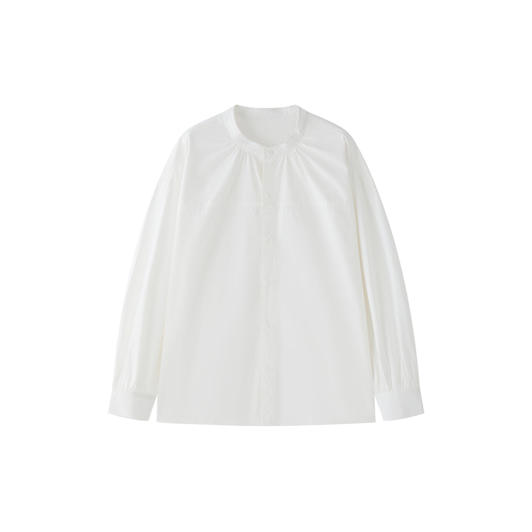 Damen Oversize-Hemdbluse mit Ballonärmeln und geraffter Schulterpartie Echoarchiv