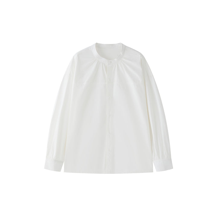 Damen Oversize-Hemdbluse mit Ballonärmeln und geraffter Schulterpartie Echoarchiv