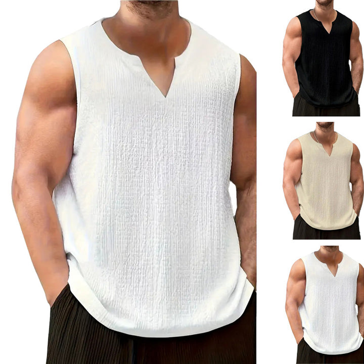 Herren Ärmelloses Freizeitshirt mit strukturiertem Design und V-Ausschnitt Echoarchiv