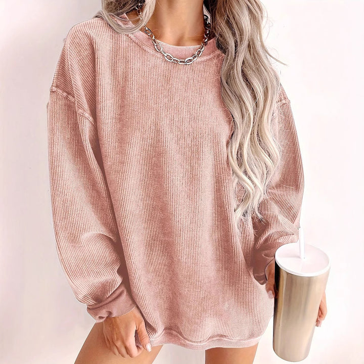 Damen weit geschnittenes Sweatshirt mit geripptem Material und Ballonärmeln – Avérine