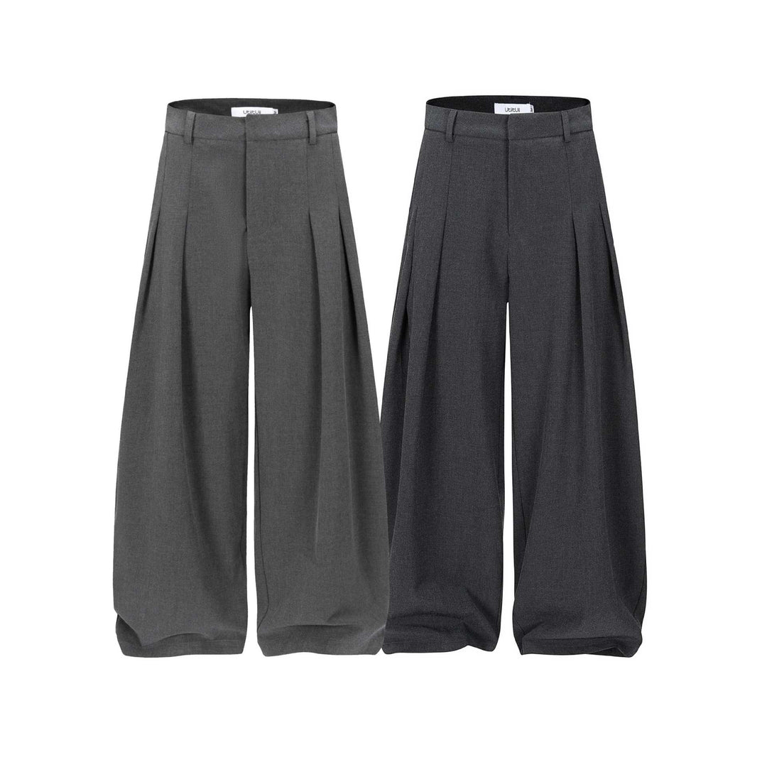 Damen Hochtaillierte weite Plissee-Hose mit Bügelfalte und Gürtelschlaufen Echoarchiv