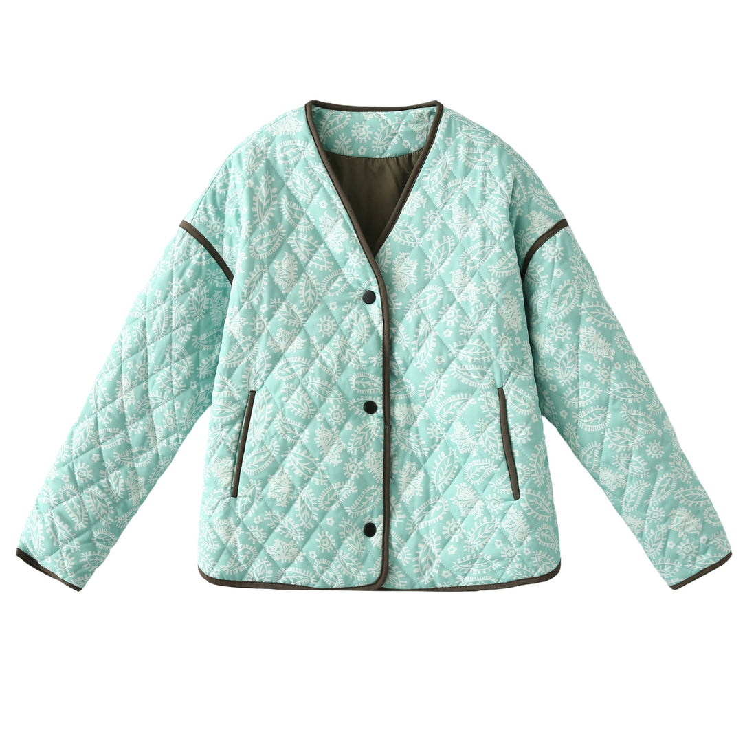 Damen gesteppte Blousonjacke mit Paisley-Steppmuster und leichter Wattierung – Célinea
