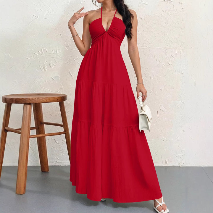 Damen Maxikleid mit tiefem V-Ausschnitt und luftiger Silhouette Echo Archiv