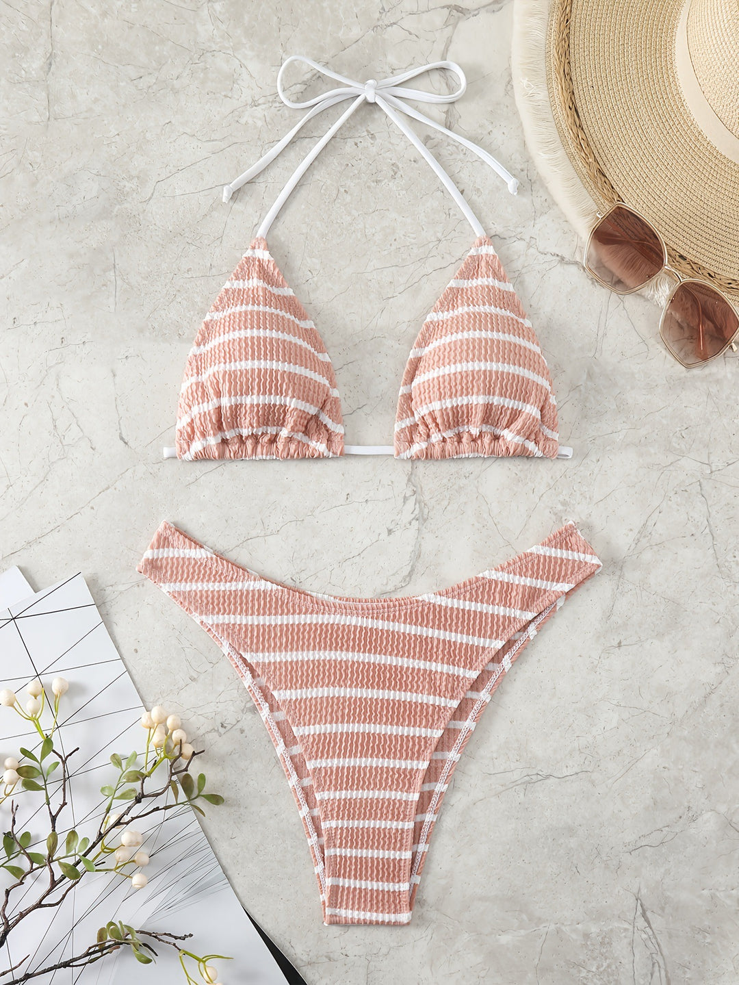 Damen Triangel-Bikini mit raffinierten Streifen Echo Archiv