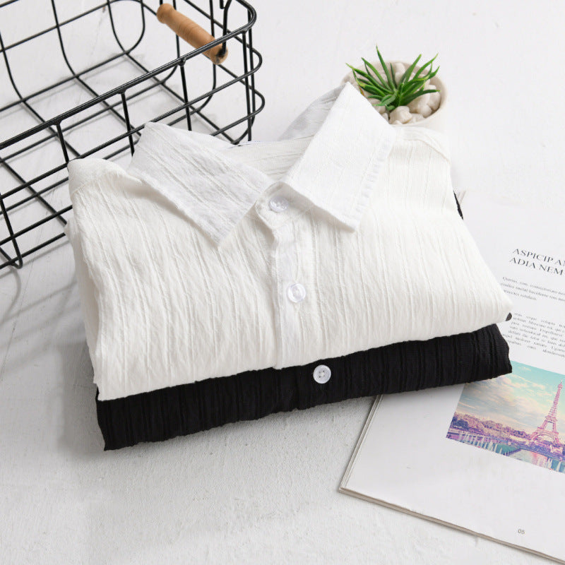 Herren Leichtes Baumwoll-Langarmhemd im Layering‑Stil mit feiner Crinkle‑Struktur und Kentkragen Echoarchiv