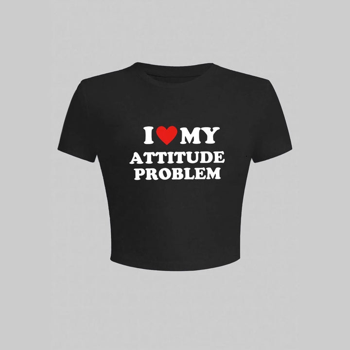 Damen Crop-T-Shirt mit humorvollem Spruch und figurbetontem Schnitt Echo Archiv