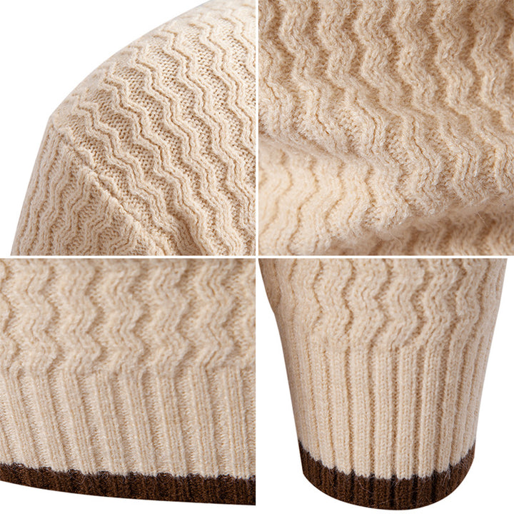 Herren Strickpullover mit hochabschließendem Kragen und strukturiertem Muster Echoarchiv