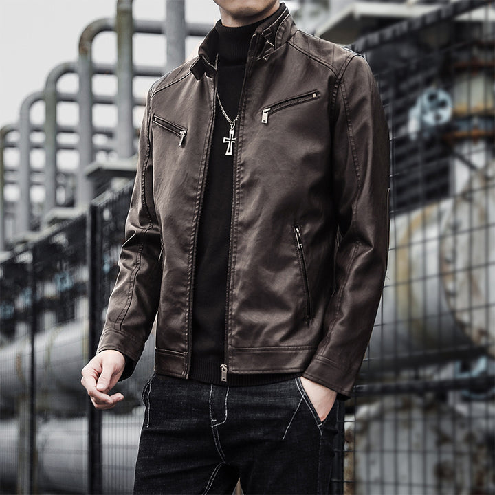 Herren Stilvolle Kunstlederjacke Echo Archiv
