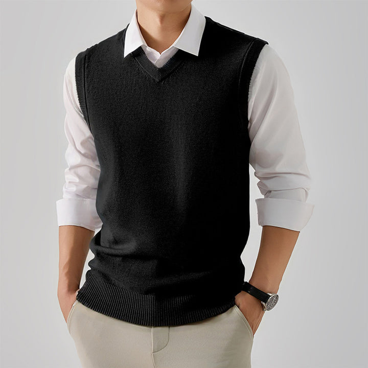 Herren eleganter V-Ausschnitt Pulloverweste Echoarchiv