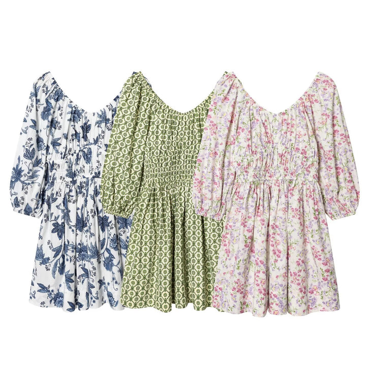 Damen Sommerkleid mit voluminösen Puffärmeln und elastischer Taillierung Echo Archiv