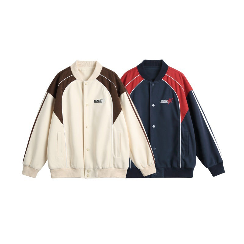 Herren Sportliche College-Bomberjacke mit Stehkragen, Raglanärmeln und kontrastierenden Paspeln Echoarchiv